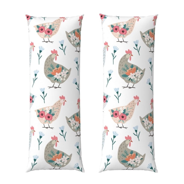 Fotbe Funny Chicken Funda para Almohada Corporal con Diseño, Funda de Microfibra Ultrasuave de 20x54 Pulgadas, Ropa de Cama Elegante
