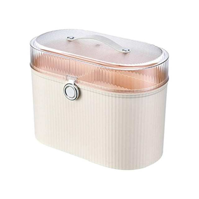 Organizador de almacenamiento para el hogar, caja organizadora con tapa y asa, dos compartimentos Rosa