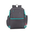 thumbnail image 2 of Fisher-Price Large Multi-Pocket Multifunction Kaden Baby Diaper Bag Backpack for Infant Boys & Girls with Insulated Bottle Pocket, Changing Pad, Wipes Dispenser in Unisex Gray & Aqua, 2 of 9