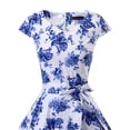 thumbnail image 5 of Market In The Box Women's 50s Vintage Dress Cap Sleeve Rockabilly Swing Dress Floral Polka Dot Cocktail Dress With Belt, 5 of 7