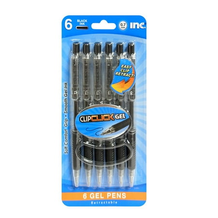 6ct Clip Click Retractable Gel-black