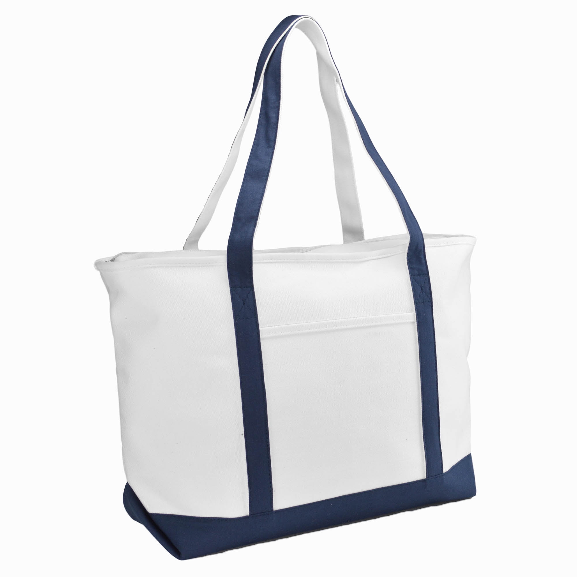 DALIX 23" Navy Blue Large Heavy Duty 24 oz. Cotton Canvas Shopping Tote