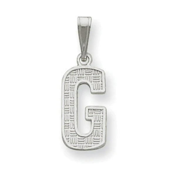 925 Sterling Silver Solid Polished Patterned Letter Name Personalized Monogram Initial G Charm 25x9mm Wide Pendant Neckl