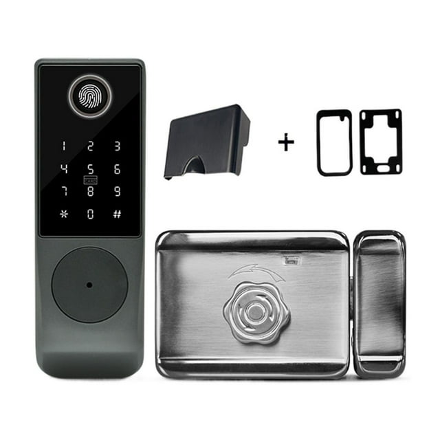TUYA Fingerprint Magnetic Card Password Key Remote Unlock Courtyard Apartment Outdoor Waterproof Smart Door Lock ,More Secure