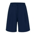 thumbnail image 5 of JIAYUE Women's Shorts Pleated Button Pockets Elastic High Waist Loose Casual Wide Leg Knee-Length Solid Color Breathable Female Bottoms, 5 of 5