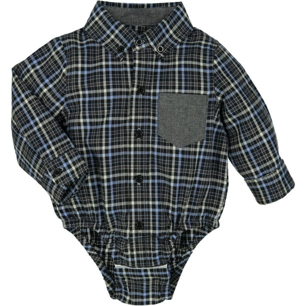 GCutee Newborn Baby Boy Grey Flannel Check Shirt