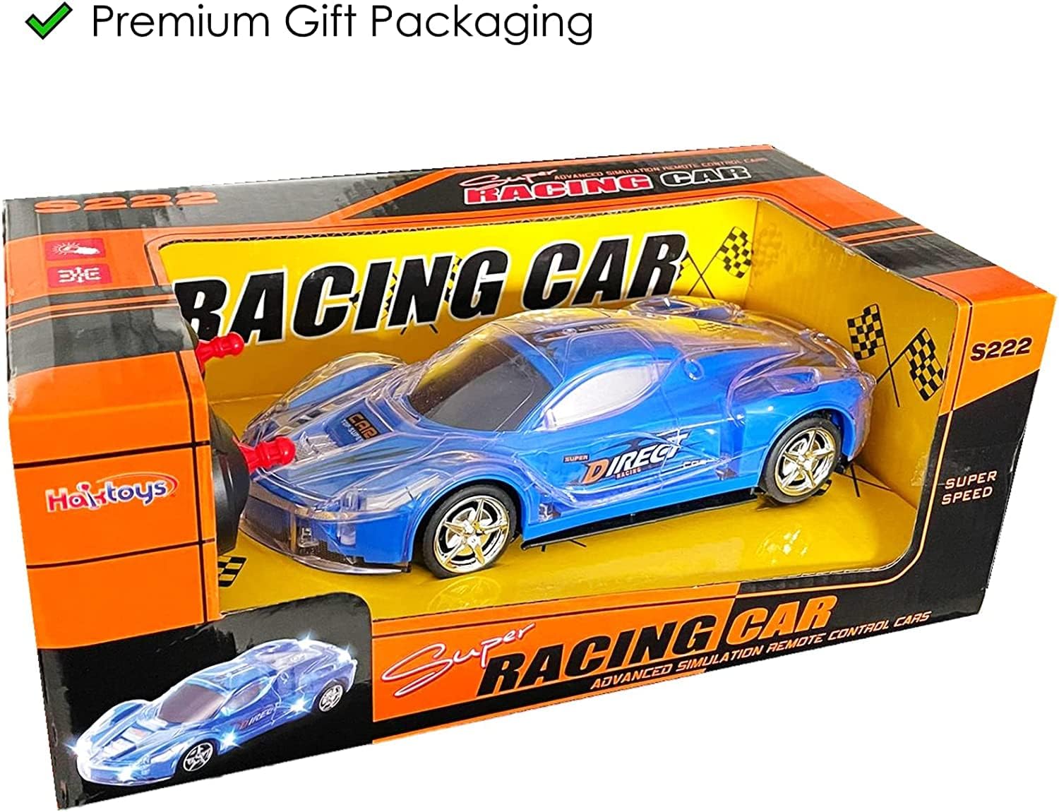 Haktoys 2-Pack Remote Control Sports Cars: Set of Two Radio Control Racing Toy Vehicles with LED Flashing Lights - Perfect for Two Players