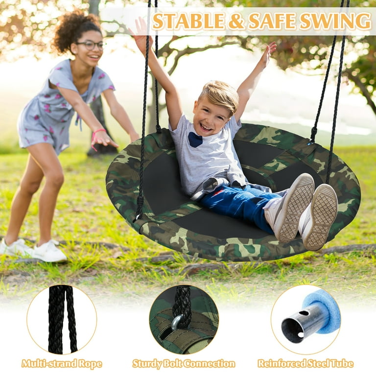 Costway 40'' Kids Flying Saucer Tree Swing Indoor Outdoor Play Set, Green
