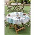 thumbnail image 4 of Outdoor Tablecloth with Umbrella Hole for Patio/Picnic/Party/Camping, Coral Seahorse Coastal Waterproof Table Cloth Round Cover Washable, Blue Summer Nautical Starfish (Dia 54"), 4 of 9