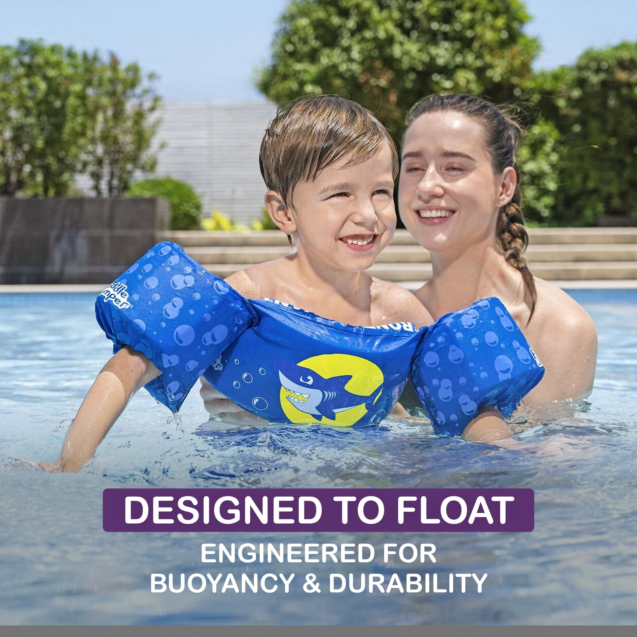 Puddle Jumper Fabric Kids Swim Flotation Vest with Armbands, 33-55lbs (15-25kg) Weight Capacity