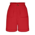 thumbnail image 5 of Women Lounge Shorts Button Relaxed Fit Casual High Waist Short Pants for Ladies Solid Color Folded Hem Zipper Shorts With Pockets Summer Clothes, 5 of 6
