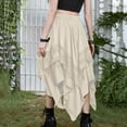 thumbnail image 6 of Gifts Dianli Lace Irregular Skirt Punk Skirt Women's Lace Irregular Hemline Solid Elastic Waist Gothic Punk Casual Mini Skirt Edgy Streetwear Lace Irregular Skirt, 6 of 9