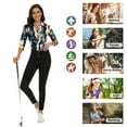 thumbnail image 2 of Women’s 3/4 Sleeve V-Neck Collared Polo Shirt Button Down Shirt Business Work Blouses, 2 of 6