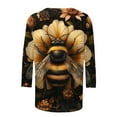 thumbnail image 5 of CYMMPU T-Shirts 3/4 Sleeve Loose Fit Fall Fashion Shirts Spring Tops Blouses for Women Dressy Casual Bee Graphic Round Neck Lightweight Basic T-Shirts Multicolor M, 5 of 5