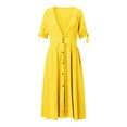 thumbnail image 3 of Vedolay Flowy Dresses for Women Women's Casual Plain Simple T-Shirt Loose Dress,G-Yellow XS, 3 of 5