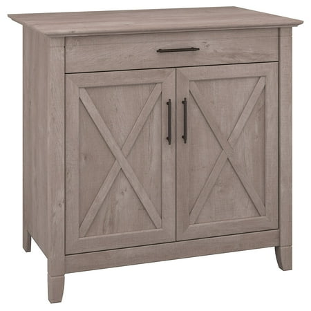 Hekman Furniture Bush Furniture Key West Secretary Desk with Keyboard Tray and Storage Cabinet in Washed Gray ()