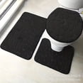 thumbnail image 1 of Nvzi 2 juegos de tres piezas de terciopelo coral para inodoro, juego de tres piezas de almohadillas para inodoro, alfombrilla de baño absorbente de agua, limpia y reutilizable para ducha (negro), 1 of 5