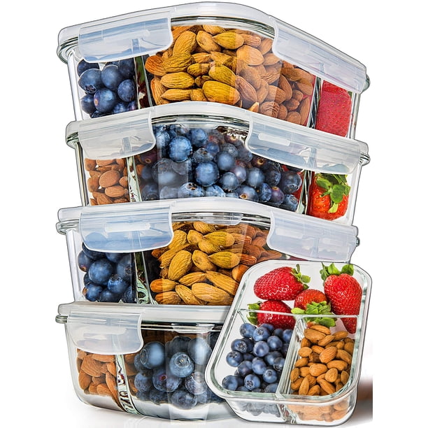 Recipientes de vidrio para preparación de comidas PrepNaturals de 1 L (paquete de 5)