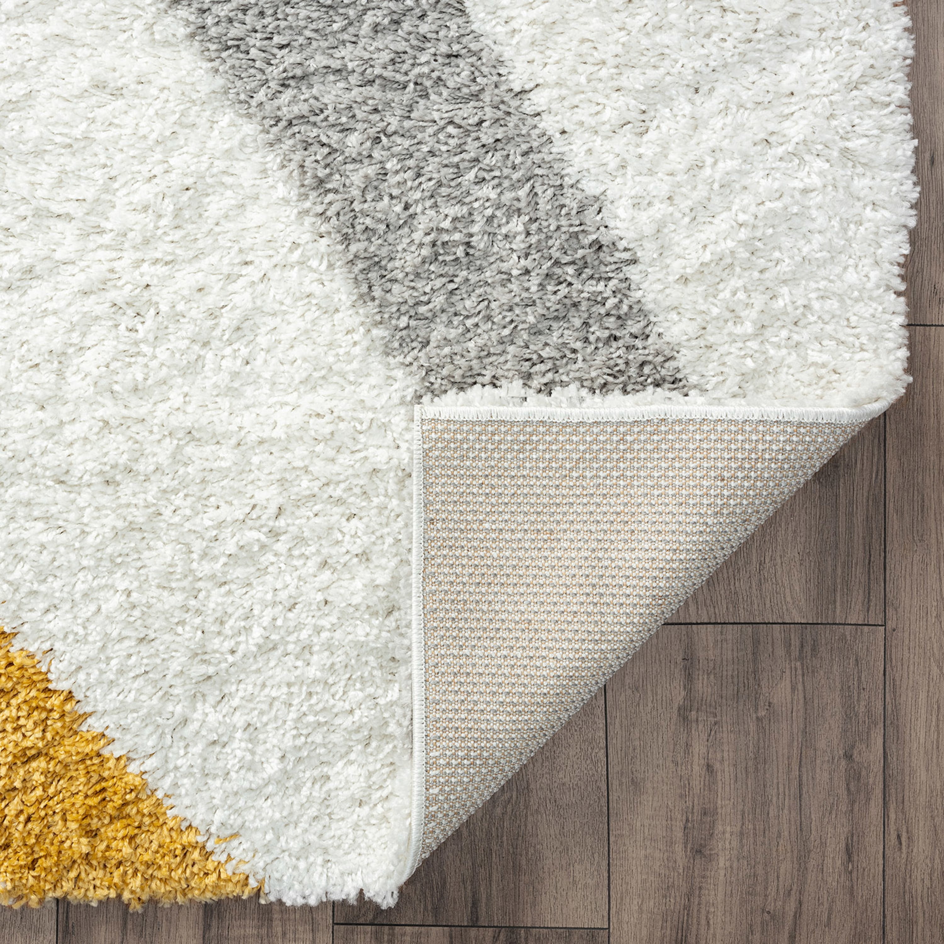 Bliss Rug Abstract Indoor Shag Rug for Living Room, Bedroom, Kids Room |Yellow/White, 9' x 12' (8'10''x12'2'')