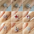thumbnail image 3 of EOEMY Exquisite Rotating Flowers Crystal Open Ring Adjustable Women Wedding Jewelry-#14, 3 of 9