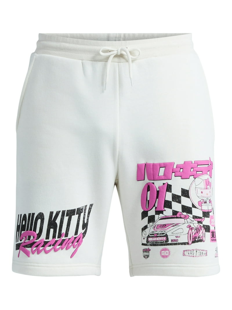 Hello Kitty Men's Graphic Lounge Shorts, Racing Design, Sizes XS