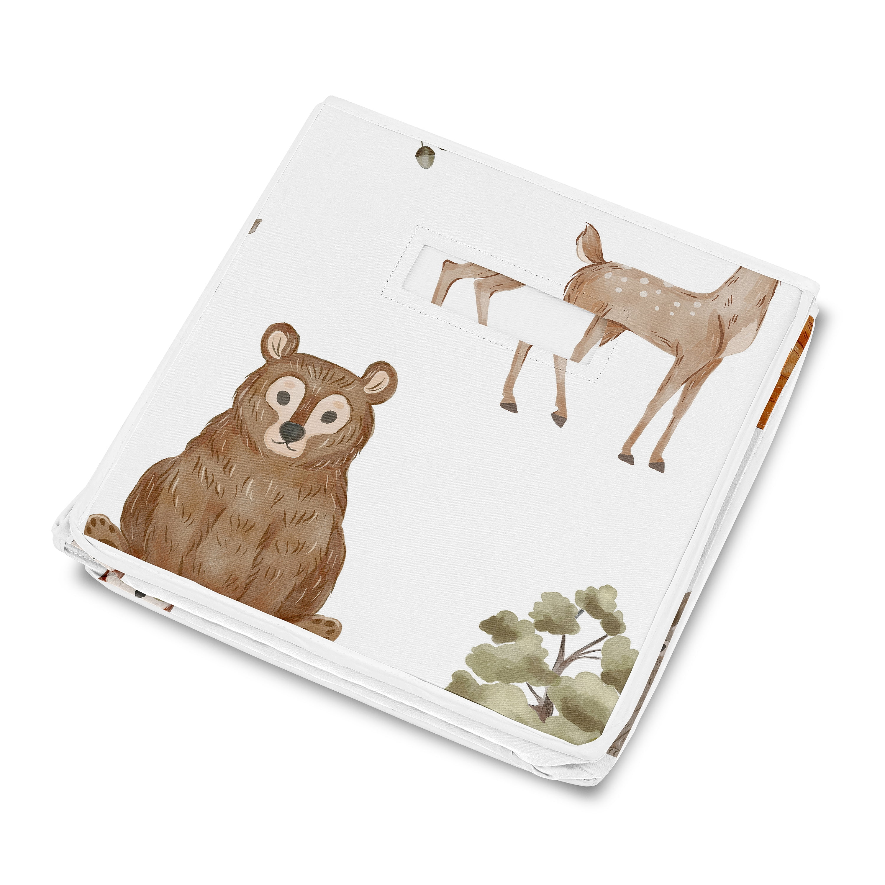 Sweet Jojo Designs Watercolor Woodland Forest Animals Boy Girl Gender Neutral Unisex Storage Fabric Toy Box