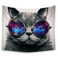 thumbnail image 1 of POPCreation Galaxy Hipster Cat Wear Color Sunglasses Wall Tapestry Hanging Wall Art Tapestry 60x90 Inches, 1 of 3