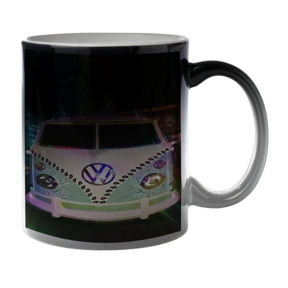 KuzmarK Black Heat Morph Color Changing Coffee Cup Mug 11 Ounce - Volkswagon Van Art