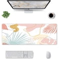 thumbnail image 2 of Abstract Plant Large Mouse Pad XL Boho Pink Palm Leaf Gaming Mouse Pad with Non-Slip Rubber Base Mousepad Stitched Edges Desk Pad Laptop Desk Pad Computer Keyboard Mouse Mat 31.5×11.8 Inch, 2 of 6
