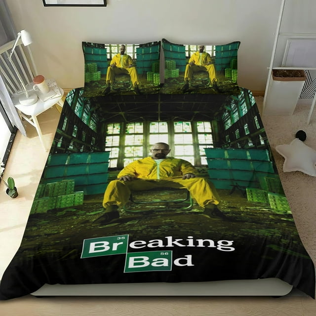 Breaking Bad Conjunto de sábanas temático, trío de piezas, cómodo y amigable con la piel, diseño único, regalo de decoración para el hogar para familiares, amigos y fans,140cm *210cm