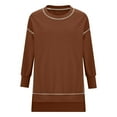 thumbnail image 5 of Womens Work Blouse Dressy Women's Casual Loose Fitting Pullover Sweatshirt Solid Color Split Stitch Long Sleeved Sweatshirt, 5 of 6