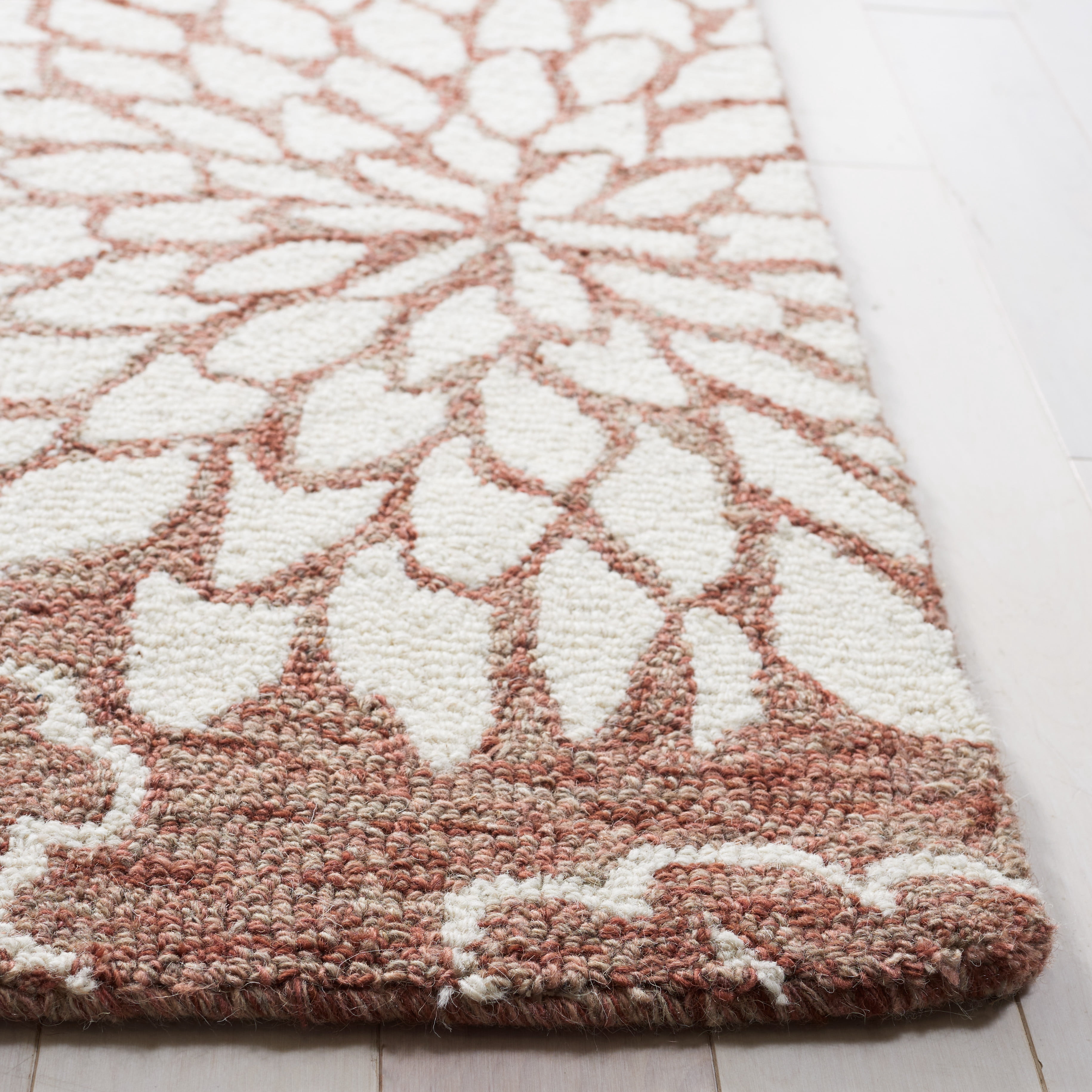 SAFAVIEH Jardin Clara Floral Wool Area Rug, Brown/Ivory, 8' x 10'