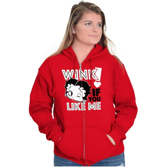 Betty Boop Wink if You Life Me Zip Hoodie Sweatshirt Women Brisco Brands M