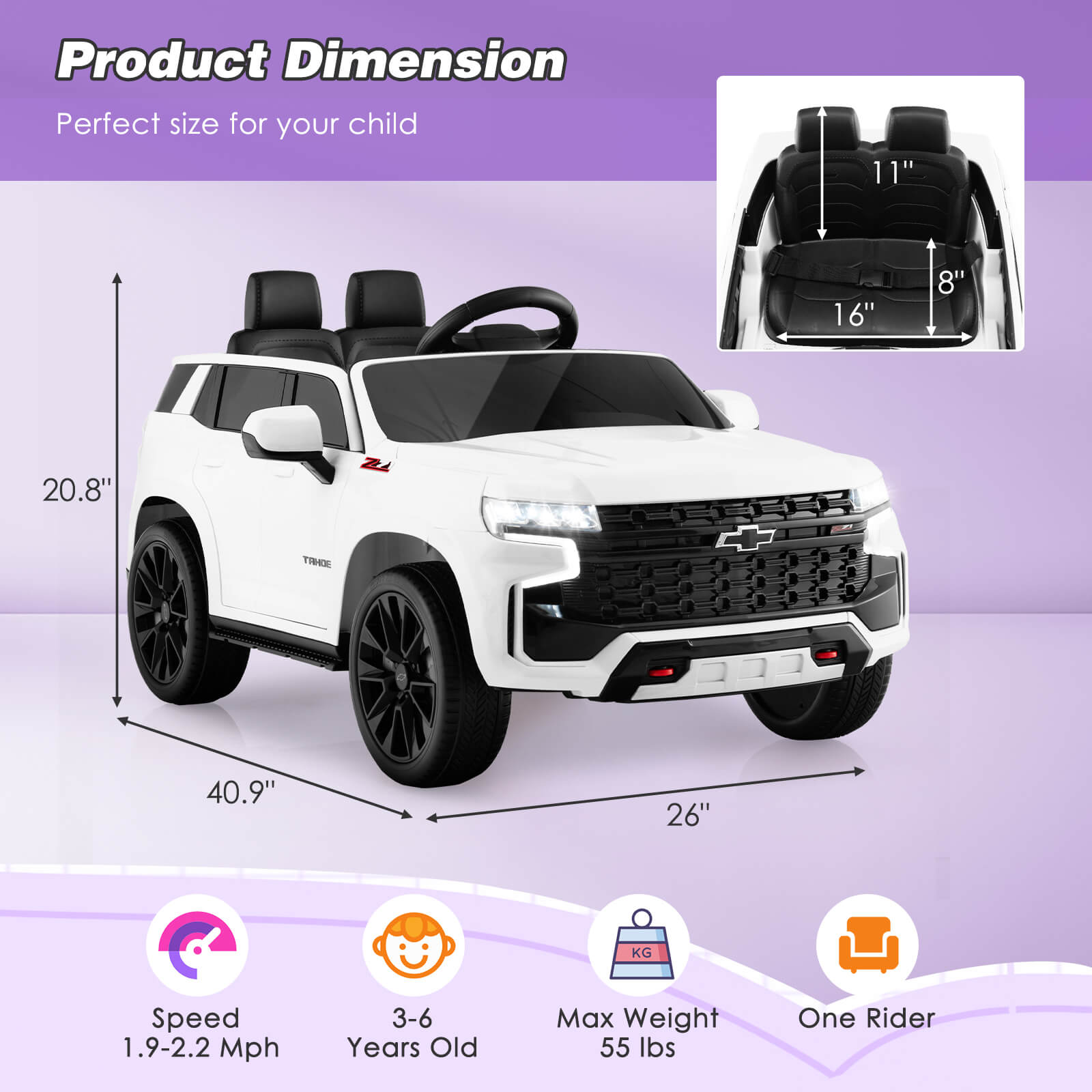 Infans 12V Kids Ride On Car Chevrolet Tahoe Electric Truck SUV Remote w/ Light & Music