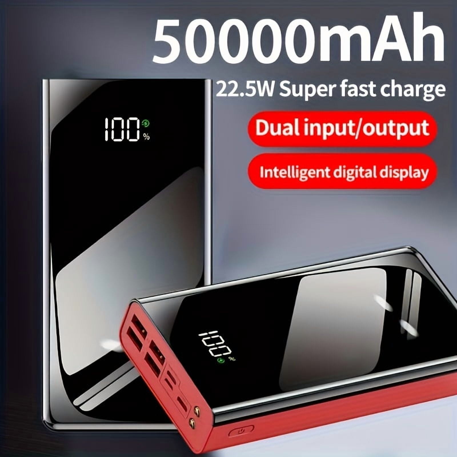 50000mAh Fast Charging Power Bank with LED Display, 4 USB Ports & Type-C, Compatible with iPhone/Android Devices, Outdoor Emergency Battery Pack