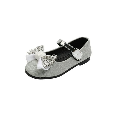 

Gomelly Girls Flats Ankle Strap Dress Shoes Comfort Mary Jane Fashion Princess Shoe Girl Kids Silver 10.5C