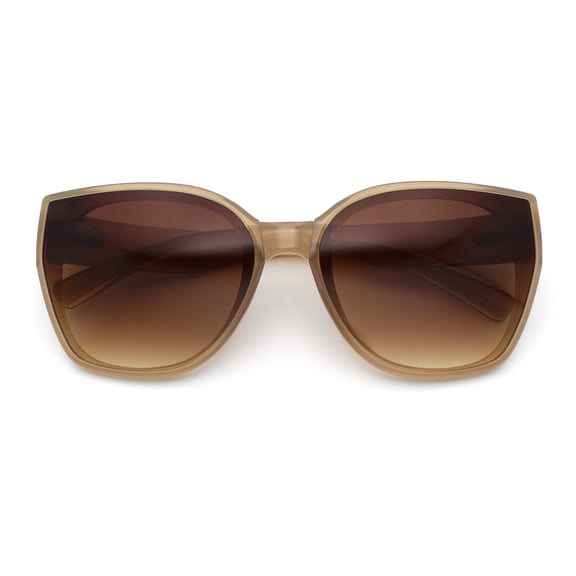 Womens Collasible Folding Oversized Cat Eye Plastic Sunglasses Beige - Brown