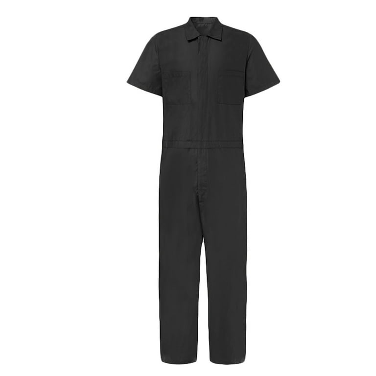 Chic Mens Womens Jumpsuit Overalls Short Sleeve Boiler Suit Playsuit Work  Casual