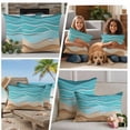 thumbnail image 5 of Turquoise Beach Outdoor Waterproof Pillow Covers, Abstract Ripple Gradient Ocean Sand Decorative Square Throw Pillowcase Sofa Cushion Sham for Patio/Couch/Chair, 20"x20" 2 Pack, 5 of 8