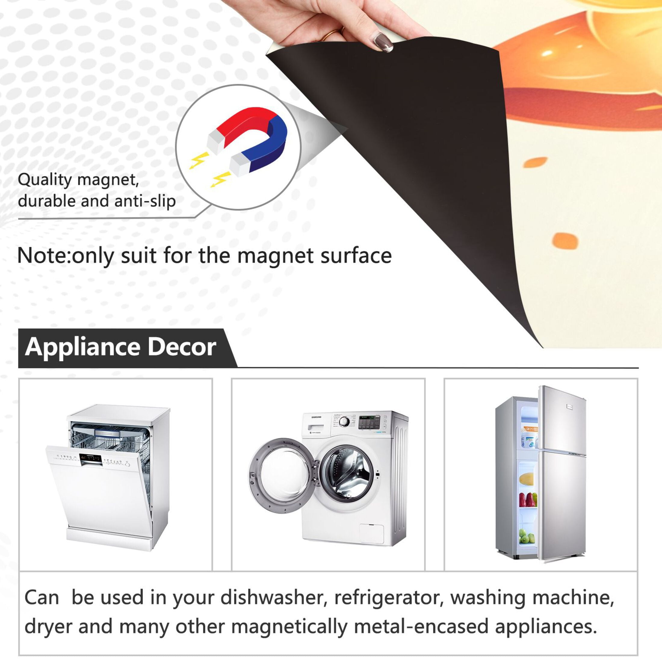 Dishwasher Magnetic Sticker 23x26 Inch Refrigerator Magnetic Sticker Washing Machine Magnetic Sticker Kitchen Panel Magnetic Sticker Home Decor Little Orange Cat