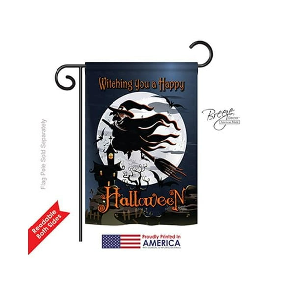 Breeze Decor 62004 Halloween Happy Witching You 2-Sided Impression Garden Flag - 13 x 18.5 in.