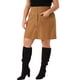 thumbnail image 4 of Faldas de pana para mujer de tallas grandes Agnes Orinda, con cintura elástica, botones, cortas, mini, de otoño e invierno, con bolsillos, 3X, marrón, 4 of 7