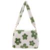 Bolso de hombro con estampado de flores a la moda, bolsos pequeños de felpa de invierno para mujer (verde) Tmvgtek Oficina Multiescena Multifunción