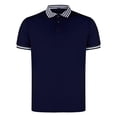 thumbnail image 4 of Telankuip Summer Mens Polo Shirts Stripe Color Blocking Button Standing Collar Short Sleeved Sports T Shirt Comfortable Slim Fit Breathable Fashion Tee for Daily Wear Navy L, 4 of 5