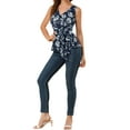 thumbnail image 3 of INSPIRE CHIC Women's Summer Tops Sleeveless V Neckline Wrap Tie Waist Tops XS Navy Blue Flower, 3 of 9