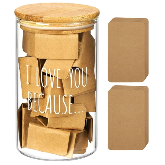 Tarro de memoria AW BRIDAL Love You Because con 50 notas en blanco