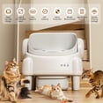 thumbnail image 5 of Self Cleaning Litter Box,Open Top Automatic Litter Box with App Control for Multiple Cats, Safety Sensors Protection, Odor Control Includes 2 roll Liners,Large Waste Bin, Cream White, 5 of 8