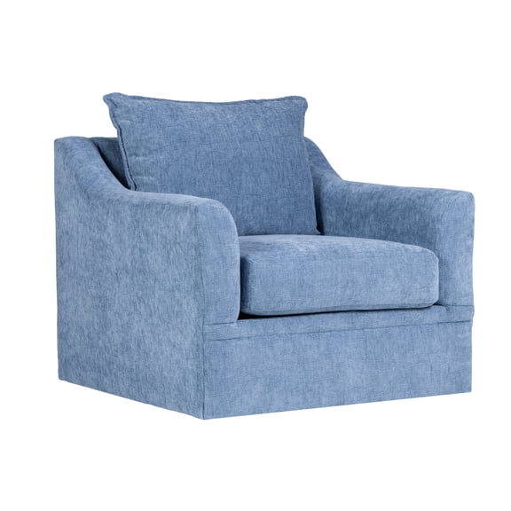 New Classic Furniture Sylvie Polyester Fabric Swivel Chair in Blue Slate