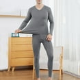 thumbnail image 5 of Kureaily Mens V Neck Pure Cotton Thermal Underwear Set Thin Autumn Clothes And Pants Bottoming Shirt Mens Pajama Set, 5 of 7