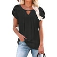 thumbnail image 2 of Franhais Women Short Sleeve T-Shirt Blouse Solid Color Casual Blouse Summer Loose Fit Tops Streetwear, 2 of 4